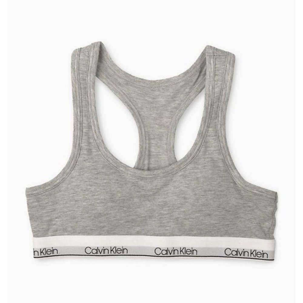 CALVIN KLEIN Girls Modern Cotton Racerback Cropped Bra - SMALL - Picture 1 of 2
